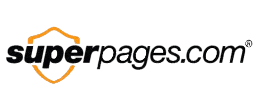 SuperPages logo featuring a shield design, associated with business directories for appliance repair services in Long Beach.