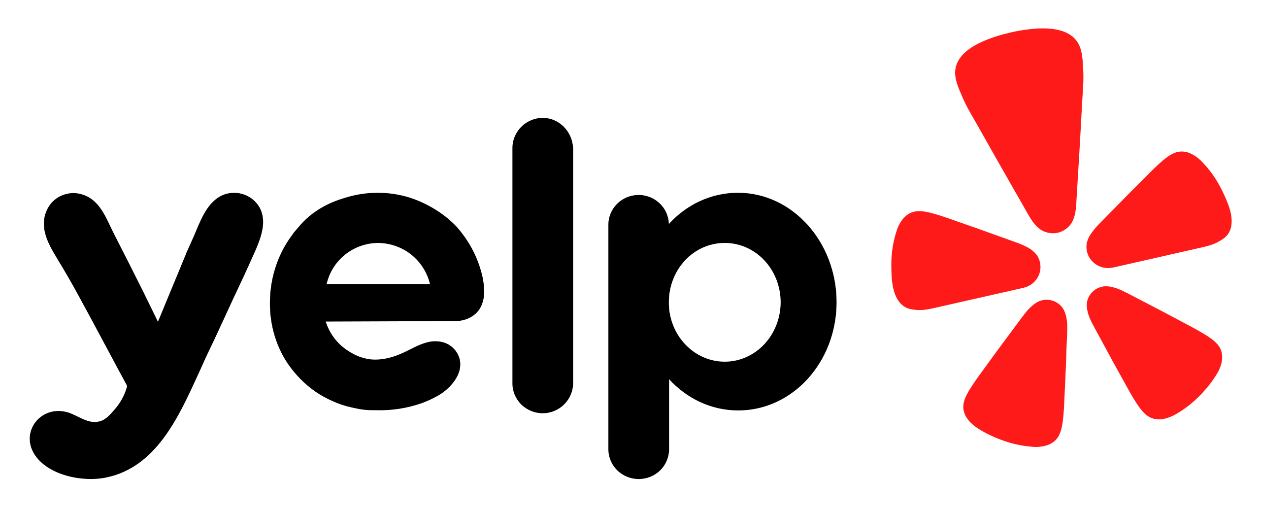 Yelp logo featuring the word "Yelp" in bold black letters with a red starburst symbol, representing customer reviews and ratings for Long Beach Appliance Repair services.
